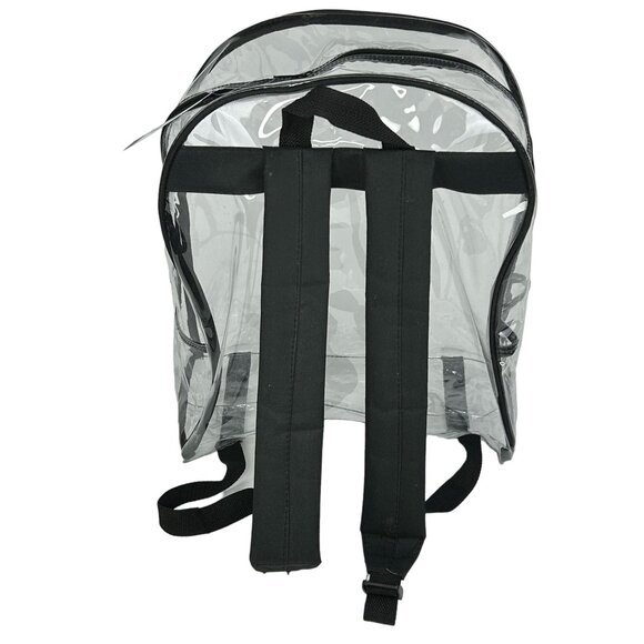 Clear Waterproof Backpack Security Approved Bookbag Black Trim Vinyl PVC - Picture 3 of 8